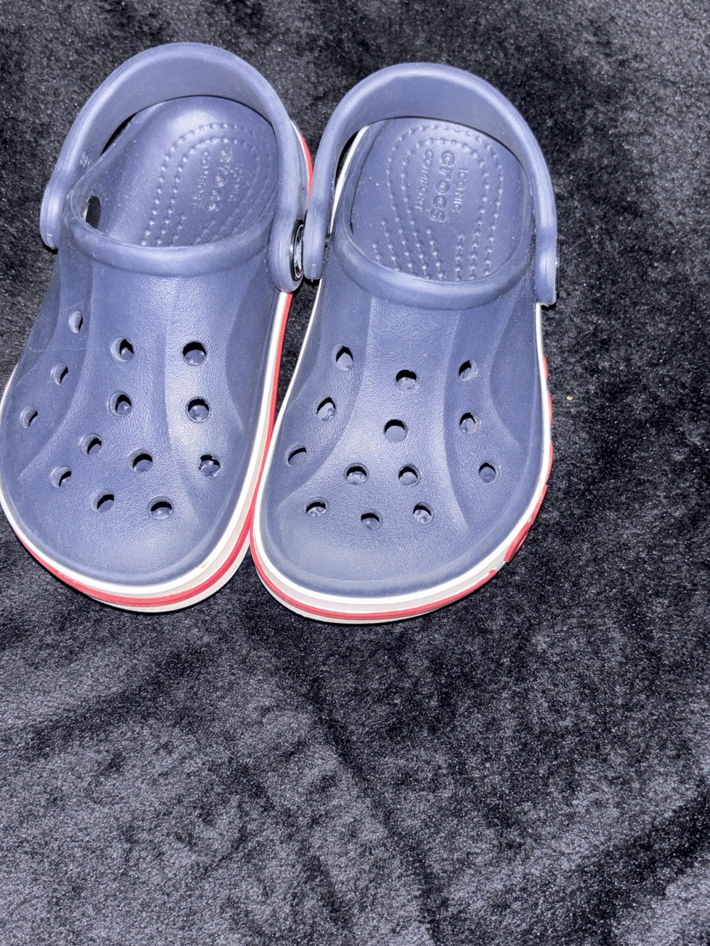 CROCS Kids Navy Clogs with Red & White Stripe